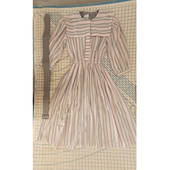 PRAGO Fashion Inc Striped Sailor Collar Belted Short Sleeve Fit n Flare Dress - Picture 5 of 13